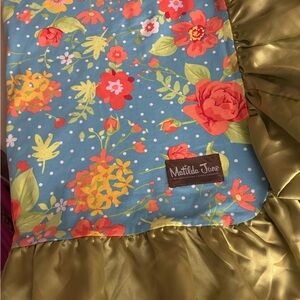 Matilda Jane Blue Floral Blanket with Green Trim